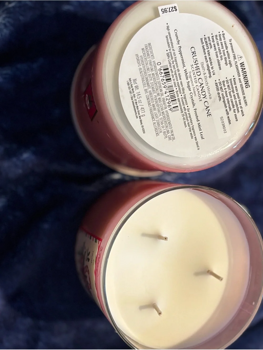 Bath & Body Works Pink Holiday Candy Cane Jar Candle Duo